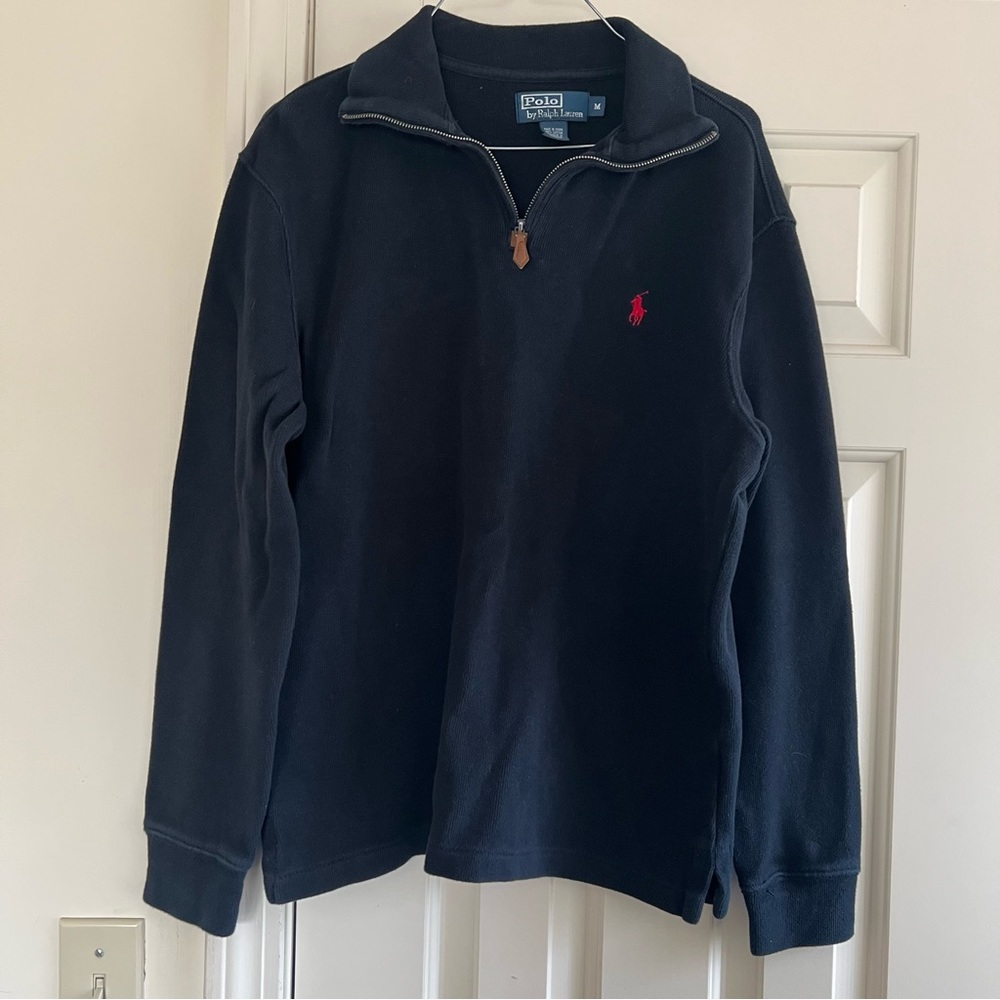 Ralph Lauren Black Zip Up Sweater with Stand-Up Collar
